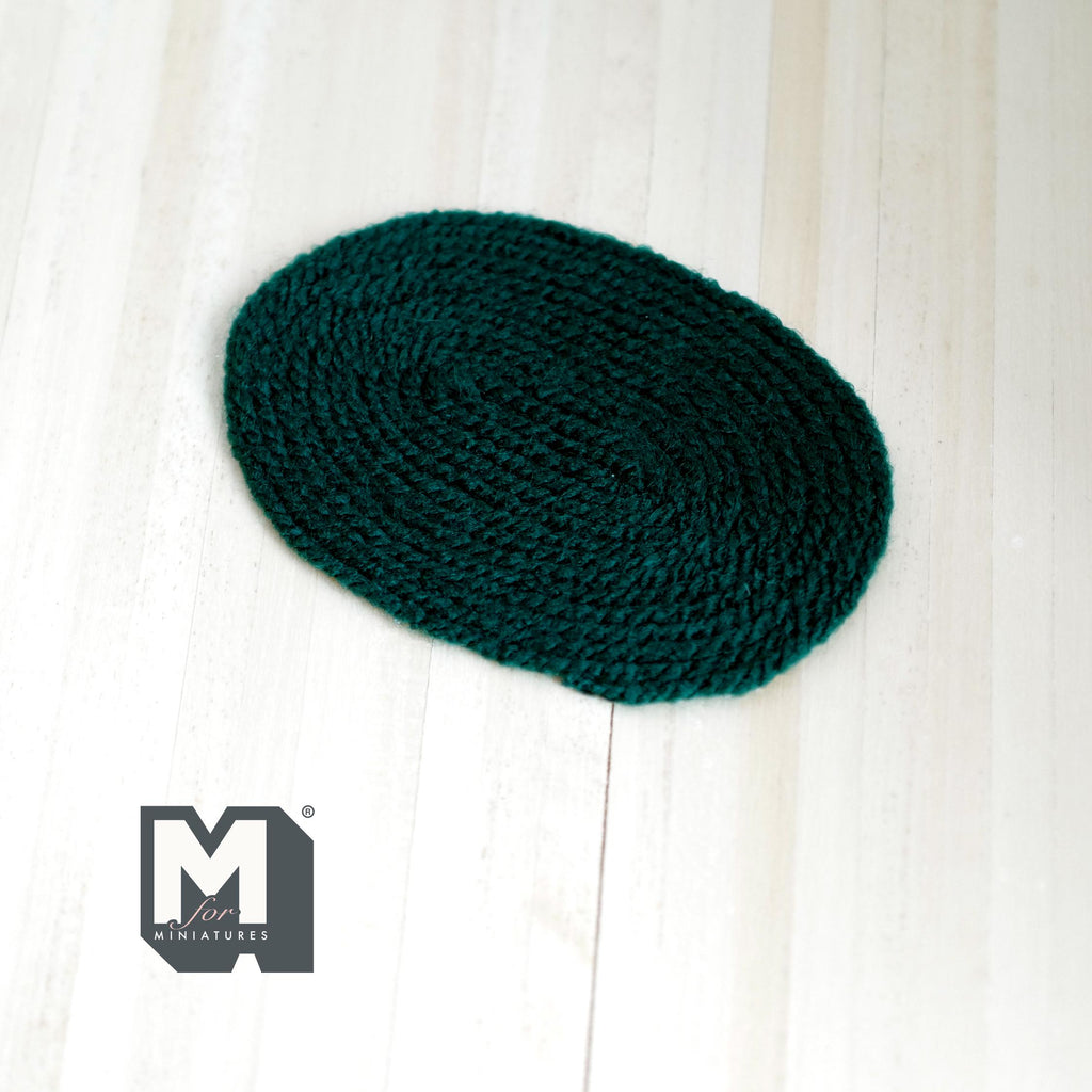 1:12 Scale Miniature Oval Rug, 4 inch long, DIY Dollhouse Supply (small) (dark green)