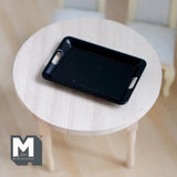 Dollhouse Supplies Baking Pan with Handles 1:12 Scale Miniature Bakery Tray Food Court Tray 2-1/8 inch long  (metal) (black) - E049