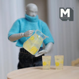 Dollhouse Miniature Mint and Lemon Water Jar with Ice and Glass of Mint and Lemon Water with Ice miniature beverage fountain drink - H021