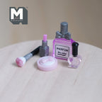1:12 Scale Miniature Makeup Set with Perfume Bottle, Lipsticks and Brush, Set of 5, 13/16 inch tall, DIY Dollhouse Supply (purple)