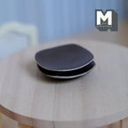 1:12 Scale Miniature Ceramic Dining Plates, Set of 2, 1-3/16 inch wide, DIY Dollhouse Supply (dark brown)