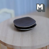 Miniature Ceramic Dining Plates 1:12 Scale Dollhouse Supplies Tableware Plates Set of 2 , 1-3/16 inch wide (dark brown) - A083