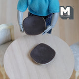Miniature Ceramic Dining Plates 1:12 Scale Dollhouse Supplies Tableware Plates Set of 2 , 1-3/16 inch wide (dark brown) - A083
