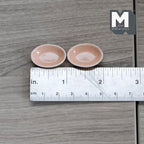 1:12 Scale Miniature Ceramic Oval Bowls, Set of 2, 1 inch long, DIY Dollhouse Supply (pink)