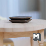 Miniature Ceramic Dining Plates 1:12 Scale Dollhouse Supplies Tableware Rectangular Plates Set of 2 , 1-1/8 inch long (brown) - A077
