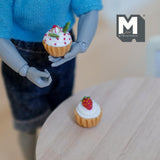 Dollhouse Miniature Cup Cakes Set of 2 , Miniature Dessert Christmas Muffins 7/16 inch dia. - E034