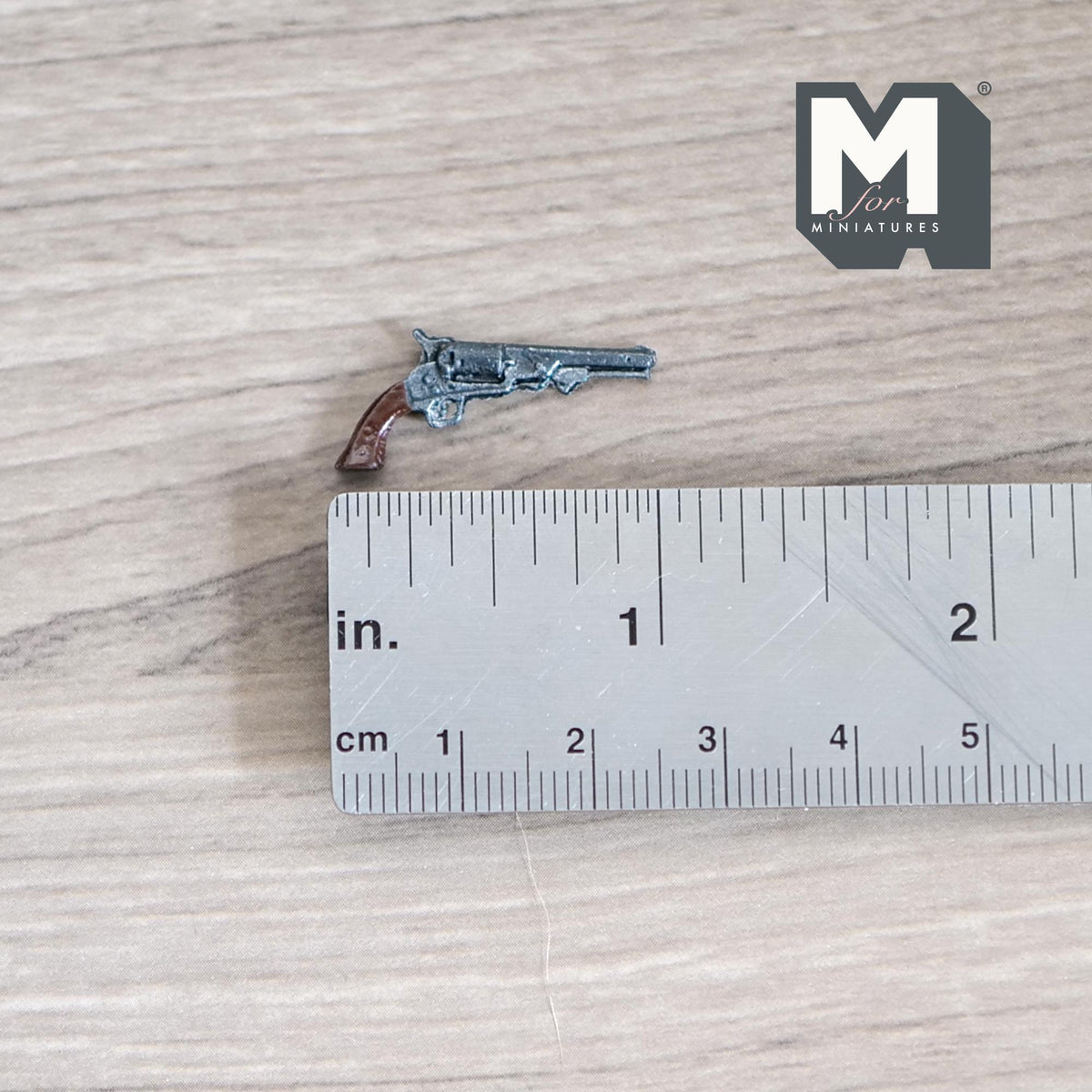 1:12 Scale Miniature Vintage Style Revolver with Dark Grip, 1 inch long, DIY Dollhouse Supply (non working)