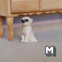 Miniature Sitting Labrador Puppy 1:12 Scale Diorama Dog 1-1/4 inch tall (cast resin) (cream) - C062