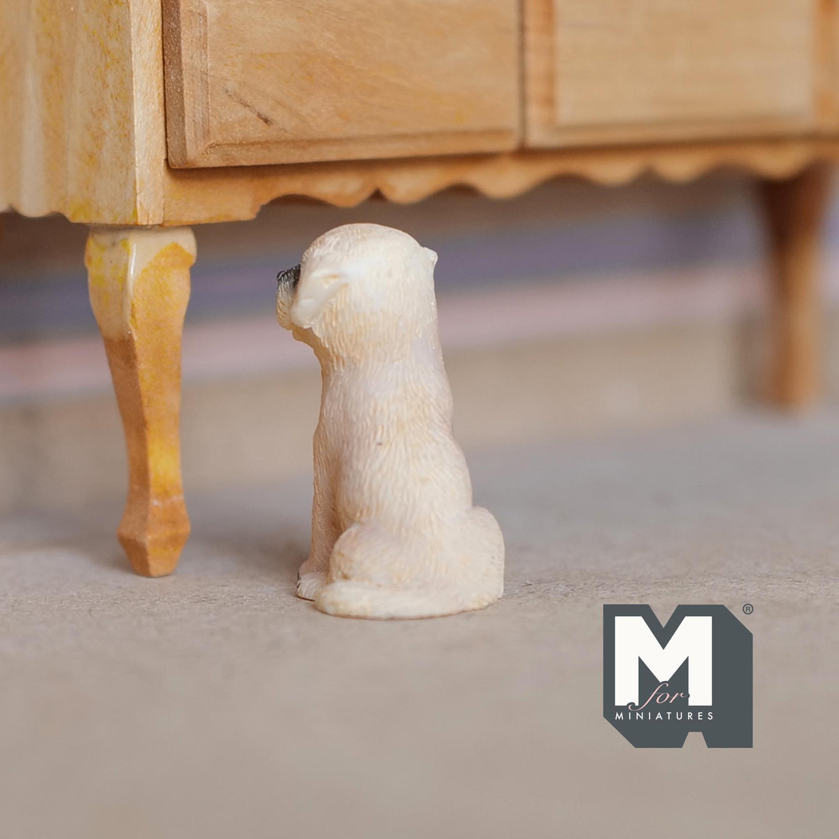 1:12 Scale Miniature Sitting Labrador Puppy, 1-1/4 inch tall, DIY Dollhouse Supply (cast resin) (cream)