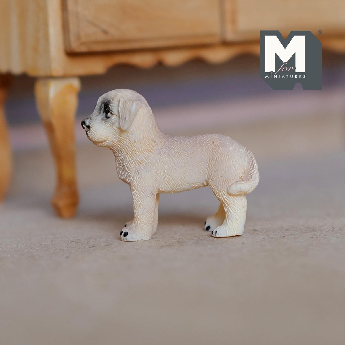 1:12 Scale Miniature Standing Labrador Puppy, 1-1/4 inch tall, DIY Dollhouse Supply (cast resin) (cream)