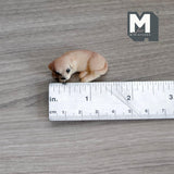 Miniature Sleeping Labrador Puppy 1:12 Scale Diorama Dog 1-7/16 inch long (cast resin) (cream) - C062