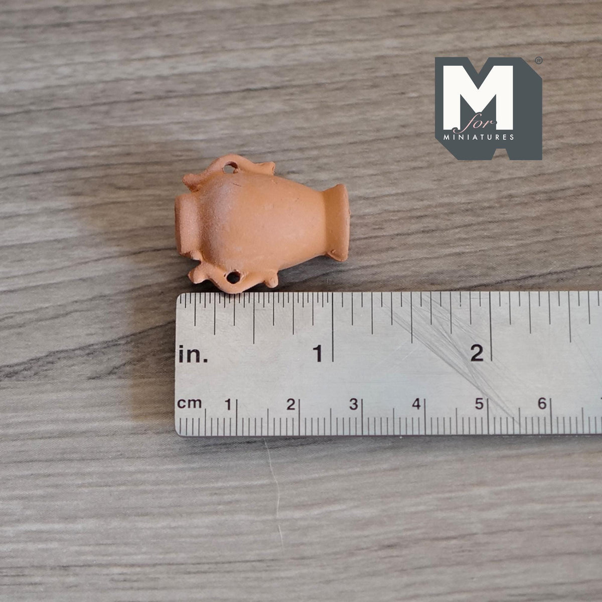 1:12 Scale Miniature Terracotta Clay Amphora Vase with Two Handles, 1-1/8 inch tall, DIY Dollhouse Supply