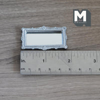 Dollhouse Silver Rectangular Mirror 1:12 Scale Miniature Ornate Vanity Mirror Makeup Mirror (plastic)  (silver) - A094