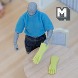 Miniature Dish Washing Glove 1:12 Scale Dollhouse Kitchen Accessories (plastic) (yellow) - F033