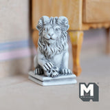 Dollhouse Supplies Fairy Garden Stone Lion Guardian Facing Right 1-3/4 inch tall (cast resin) (light gray) - B043