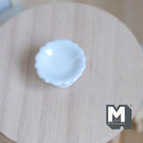 Miniature Ceramic Pedestal Tray 1:12 Scale Dollhouse Supplies Fruit Tray Cake Stand 5/8 inch tall (white) - A077