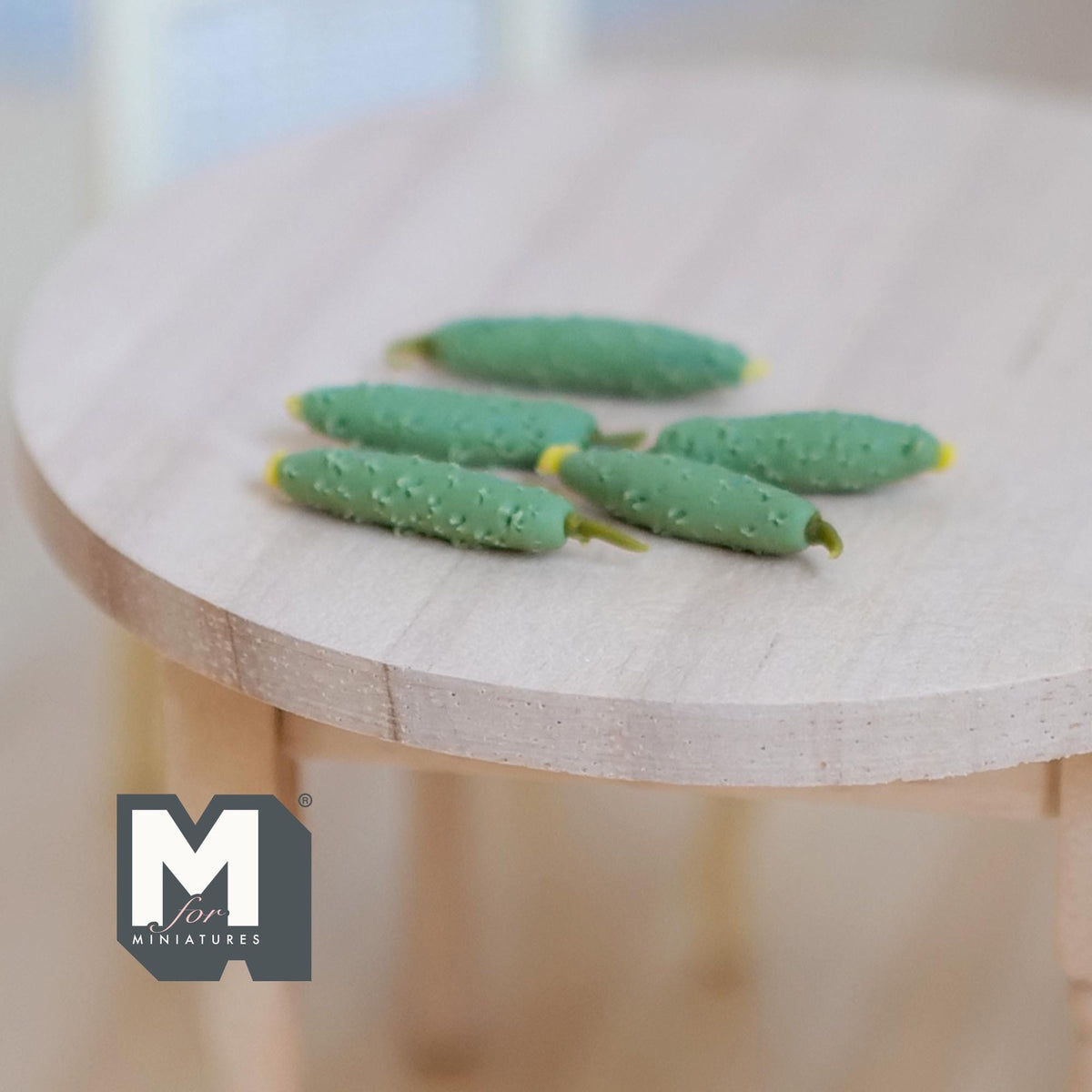 1:12 Scale Miniature Cucumbers, Set of 5, 3/4 inch long, DIY Dollhouse Supply