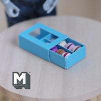 Miniature Box of Macaron 1:12 Scale Dollhouse Food Dessert 8 Pieces 1/4 inch dia. (blue) - E034