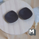 Miniature Ceramic Dining Plates 1:12 Scale Dollhouse Supplies Tableware Plates Set of 2 , 1-3/16 inch wide (dark brown) - A083