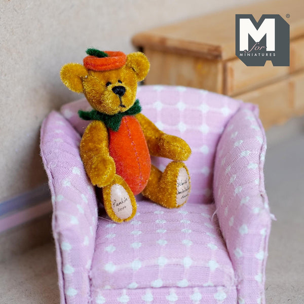 Miniature Bear with Beret and Scarf 1:12 Dollhouse Bear with Flexible Limbs 2-9/16 inch tall (from WMB) - H047