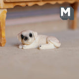 Miniature Sleeping Labrador Puppy 1:12 Scale Diorama Dog 1-7/16 inch long (cast resin) (cream) - C062