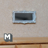 Dollhouse Silver Rectangular Mirror 1:12 Scale Miniature Ornate Vanity Mirror Makeup Mirror (plastic)  (silver) - A094