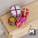 Caixas de Presente de Natal em Miniatura em Escala 1:12, Redondas e Quadradas, Conjunto de 4, 11/16 polegadas de altura, Material DIY para Casa de Bonecas (madeira)