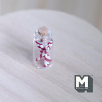 Miniature Candy Cane Jar 1:12 Scale Dollhouse Food Glass Jar with Cork 7/8 inch tall - G070