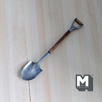 Miniature Metal Round Nose Shovel with Wood Handle 1:12 Scale Dollhouse Fairy Garden Tool Long Digging Shovel 4-1/8 inch long - F076