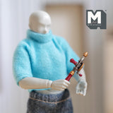 Miniature Hand Drill 1:12 Scale Dollhouse Supplies Diorama Workshop Tool Drill 1-1/8 inch long (metal) (red handle) - F076