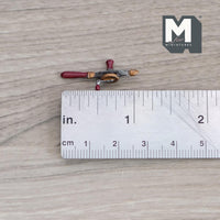 Miniature Hand Drill 1:12 Scale Dollhouse Diorama Workshop Tool Drill 1-1/8 inch long (metal) (red handle) - F076