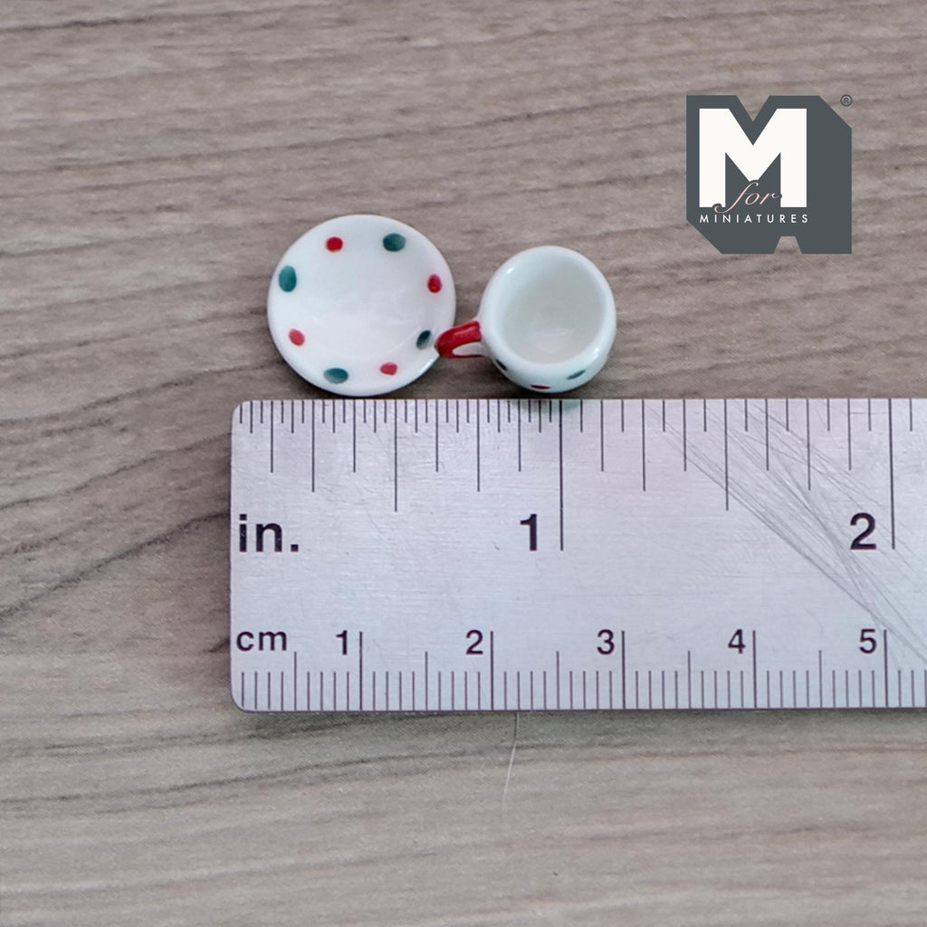1:12 miniature ceramic coffee mug with handle tea cup 2 sets 4 pcs total - A076