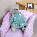 Miniature Plush Bear in One Piece Dress Dollhouse Lady Bear 3-1/8 inch tall (from WMB) - H047