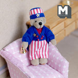 Miniature Dressed Plush Bear with Hat and Bell Dollhouse Bear 3-7/16 inch tall (from WMB) - H047