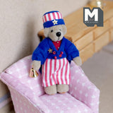 Miniature Dressed Plush Bear with Cap and Bell Dollhouse Supplies Bear 3-7/16 inch tall (from WMB) - H047