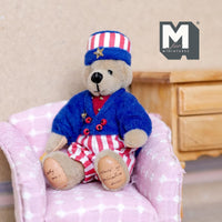 Miniature Dressed Plush Bear with Hat and Bell Dollhouse Bear 3-7/16 inch tall (from WMB) - H047