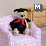 Miniature Graduate Bear Holding Diploma 1:12 Dollhouse Bear with Flexible Limbs 2-5/8 inch tall (from WMB) - H047