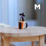 Miniature Witch and Cream Mug Halloween Themed Beverage 1:12 Scale Coffee Mug 15/16 inch tall - E095