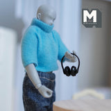 Miniature Headphone 1:12 Scale Dollhouse Supplies Headset Over Ear Headphone  (black) (non working) - G043