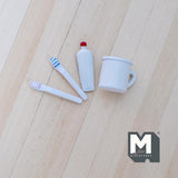 Miniature Toothbrush Toothpaste Rinse Cup 1:12 Scale Dollhouse Bathroom Tooth Mug Mouthwash Cup Set of 4 (white) - H034