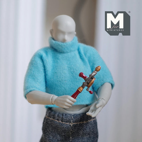 Miniature Hand Drill 1:12 Scale Dollhouse Supplies Diorama Workshop Tool Drill 1-1/8 inch long (metal) (red handle) - F076