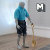 1:12 Scale Miniature Short Shovel Dollhouse Supplies Garden Digging Spade Planting Shovel (gold)  - C033