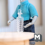 1/12スケール ミニチュア パスタ瓶（栓・スパゲッティ付き）、ダイヤ柄、高さ1-3/8インチ（約3.5cm）、ドールハウスDIY素材（ガラス製）
