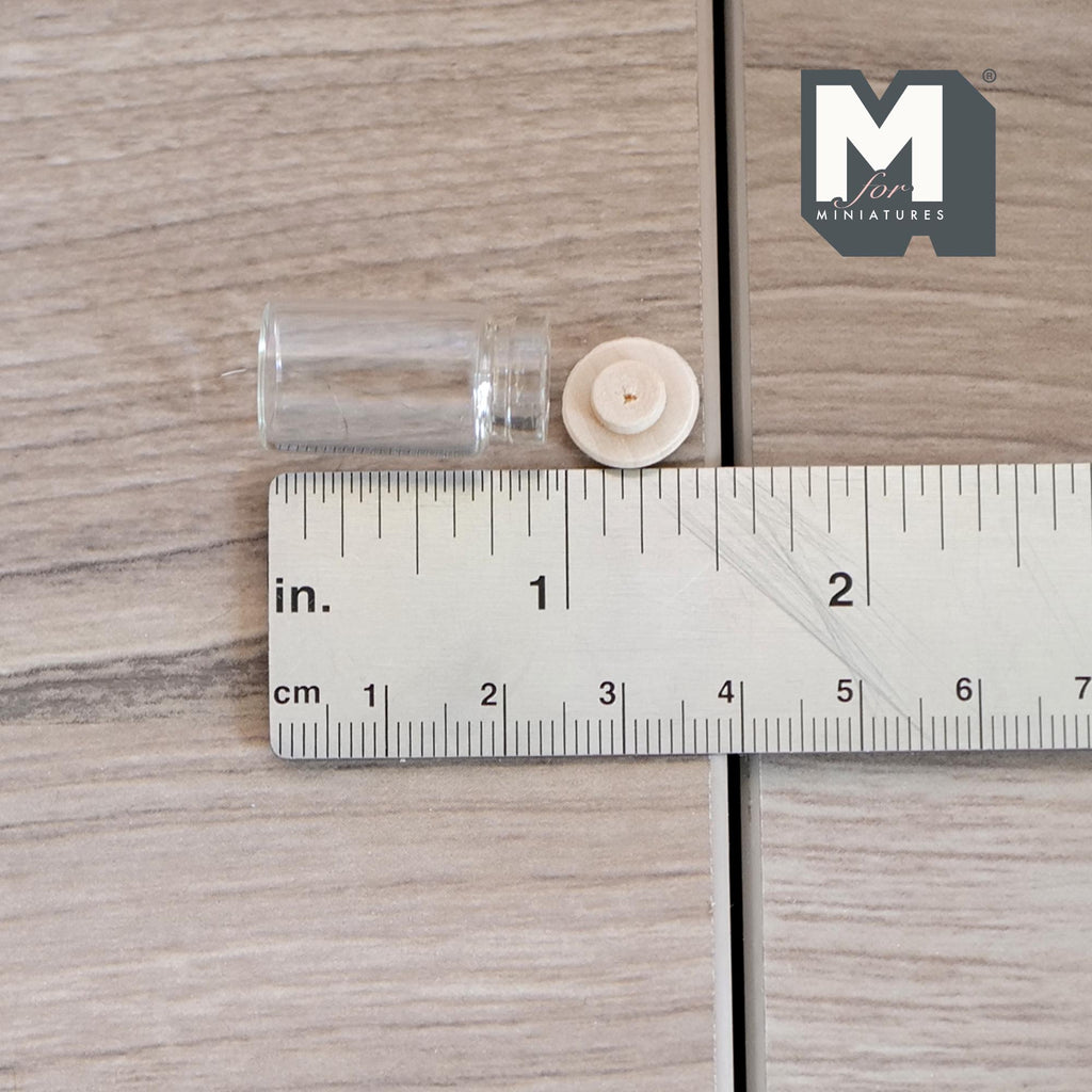1:12 Scale Miniature Glass Spice Jars with Cork Stoppers, Set of 4, 1-1/16 inch tall, DIY Dollhouse Supply