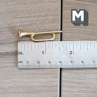 Miniature Gold Bugle 1:12 Scale Dollhouse Musical Instrument 1-9/16 inch long (metal) (non working) - G080