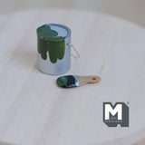 Miniature Paint Can and Bruch 1:12 Scale Dollhouse Paint Tin Bucket Pail Drum (dark green) - G069