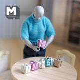 Dollhouse Supplies Miniature Wrapped Presents 1:12 Scale Square Cube Gift Boxes Assorted Gift Set of 6 , 3/8 inch cube - G049