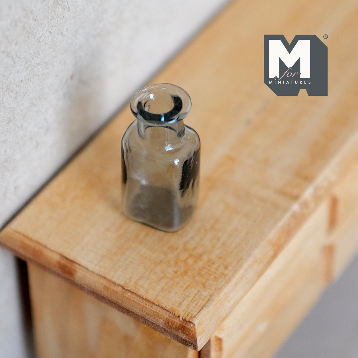 1:12 Scale Miniature Glass Bottle Vase, Narrow Neck, 1-1/8 inch tall, DIY Dollhouse Supply (gray) (C)