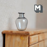 1:12 Dollhouse Supplies Miniature Small Clear Gray Glass Bottle Flower Vase (F)