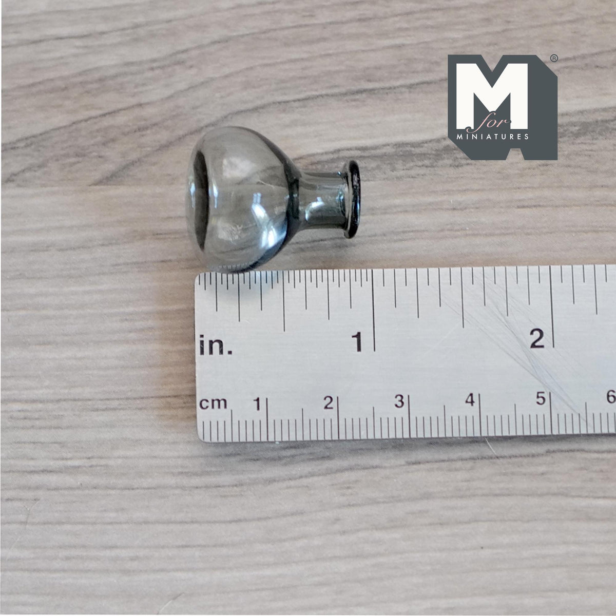 1:12 Scale Miniature Glass Bottle Vase, Round Body with Flared Neck, 1 inch tall, DIY Dollhouse Supply (gray) (G)